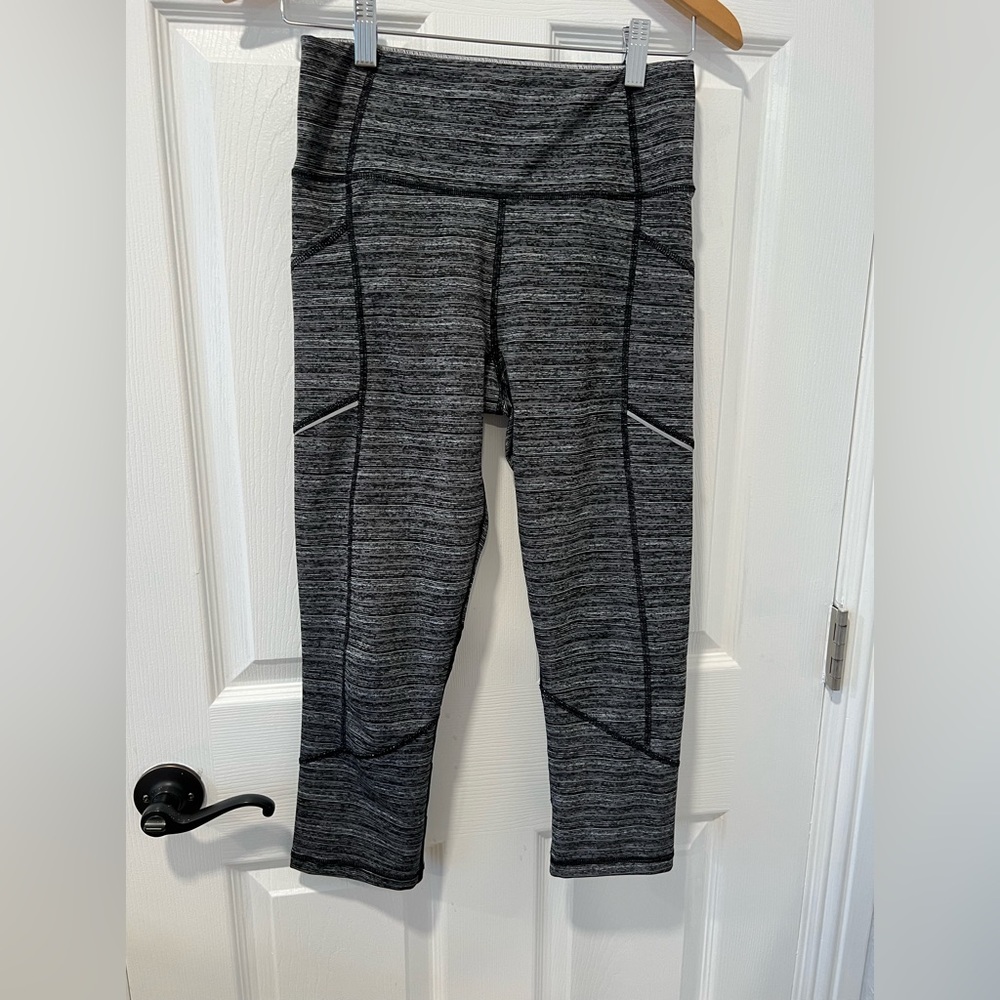 CalvinKlein Performance Women Black/White Striped Leggings Pockets No Size Tag